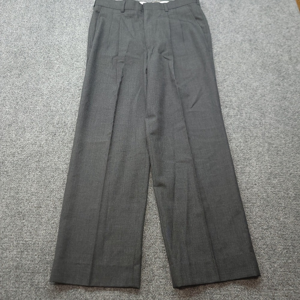 Vintage Towncraft Mens Charcoal Gray 100% Wool Pleated Dress Pants W32 S 33x28